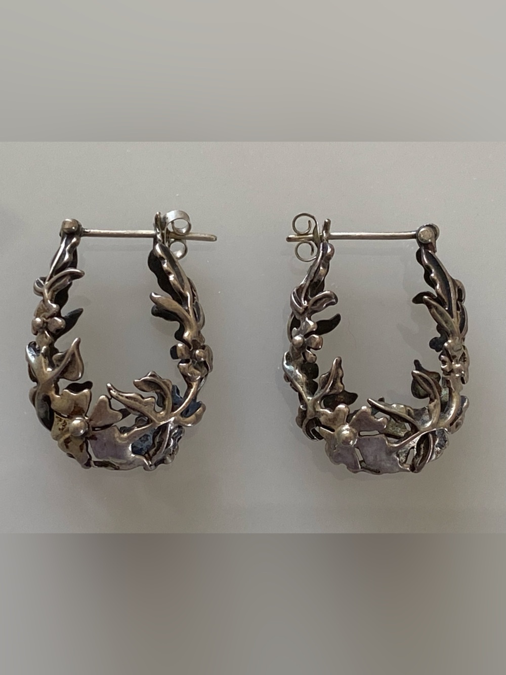 Vintage Sterling Filigree Flowered Post Earrings